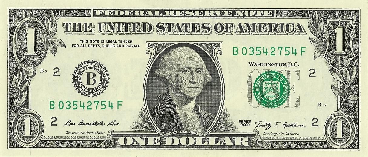Billet d'un dollar américain (recto)