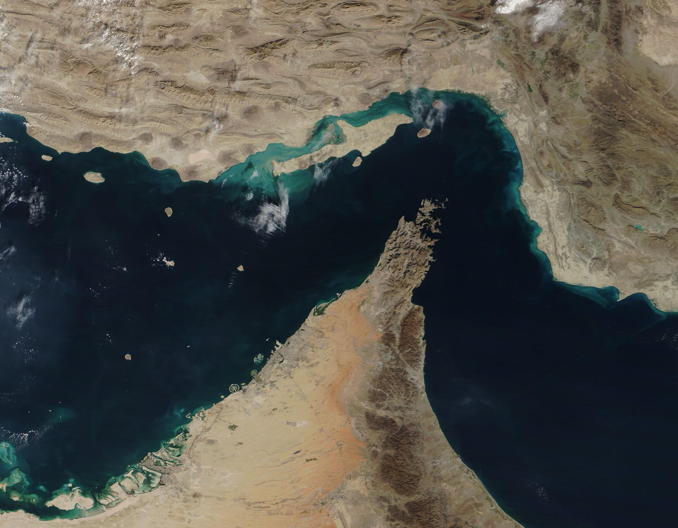 Détroit d'Ormuz vu par MODIS en décembre 2020