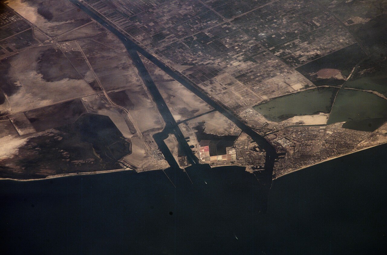 Vue de Port-Saïd et de l'entrée nord du canal de Suez